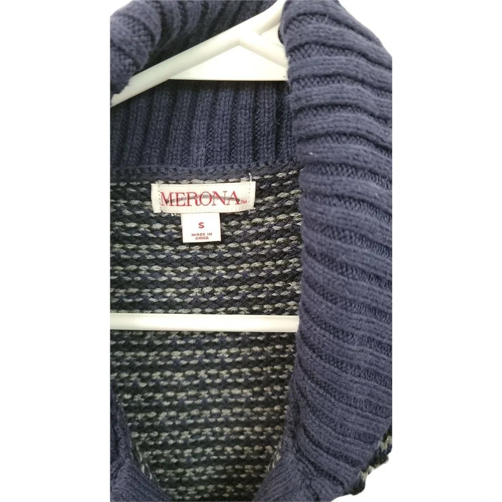 Men's Merona Blue/Grey Zip Front Long Sleeve Cardigan SIZE SMALL - Picture 3 of 5